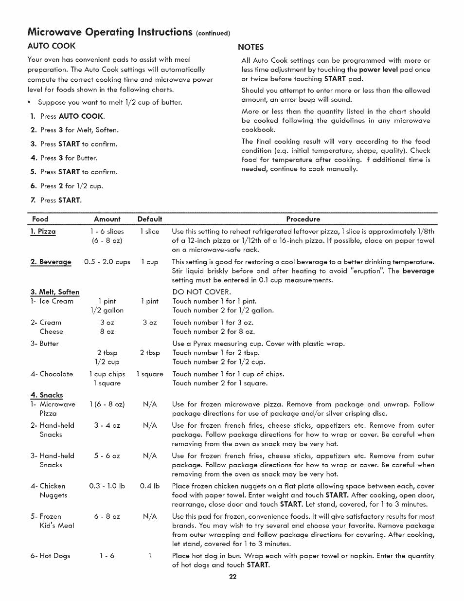 Microwave operating instructions | Kenmore ELITE 790.488 User Manual | Page 22 / 46