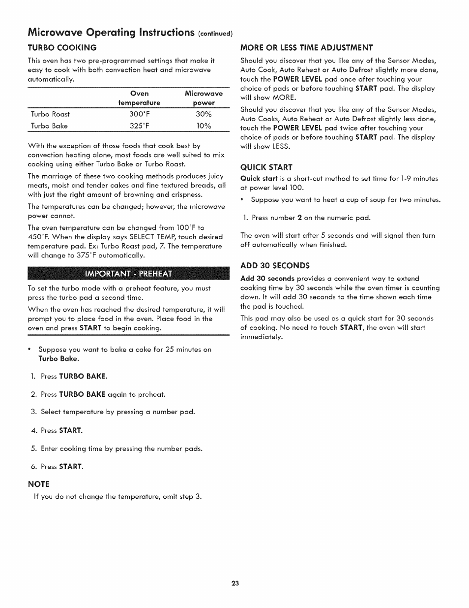 Microwave operating instructions | Kenmore ELITE 790.488 User Manual | Page 23 / 46