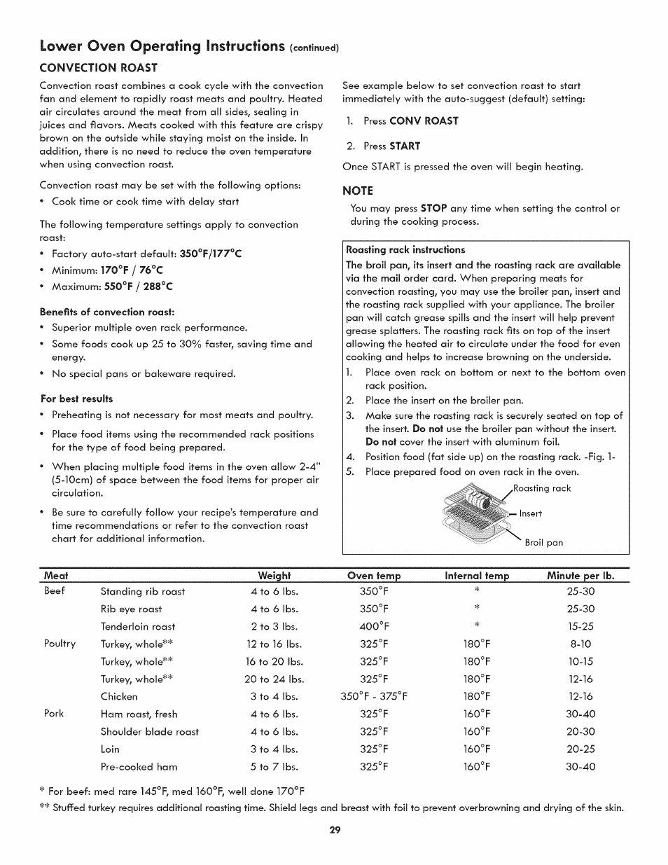 Lower oven operating instructions | Kenmore ELITE 790.488 User Manual | Page 29 / 46