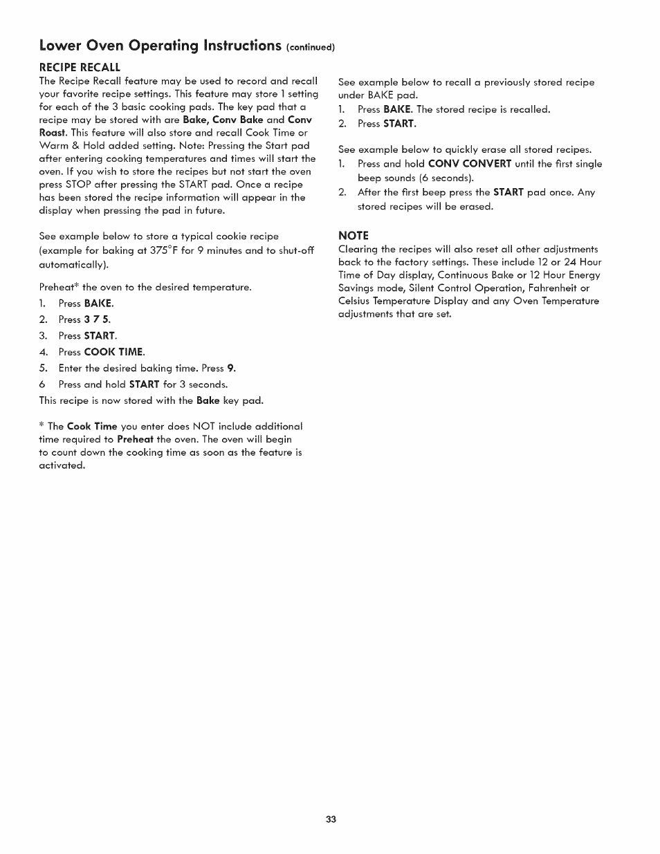 Lower oven operating instructions | Kenmore ELITE 790.488 User Manual | Page 33 / 46