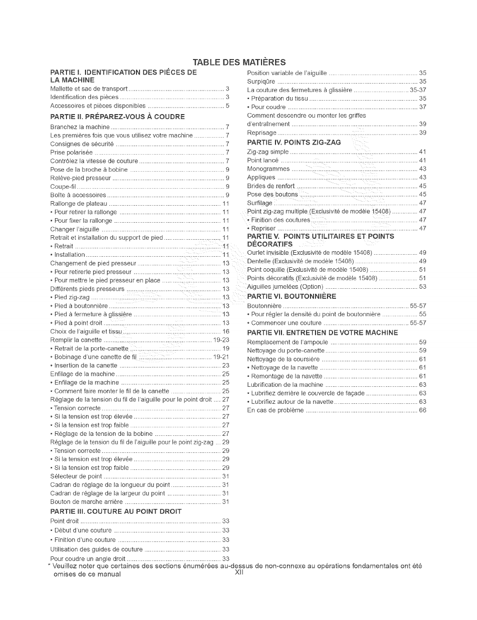 Table des matieres | Kenmore 385.15408 User Manual | Page 13 / 65