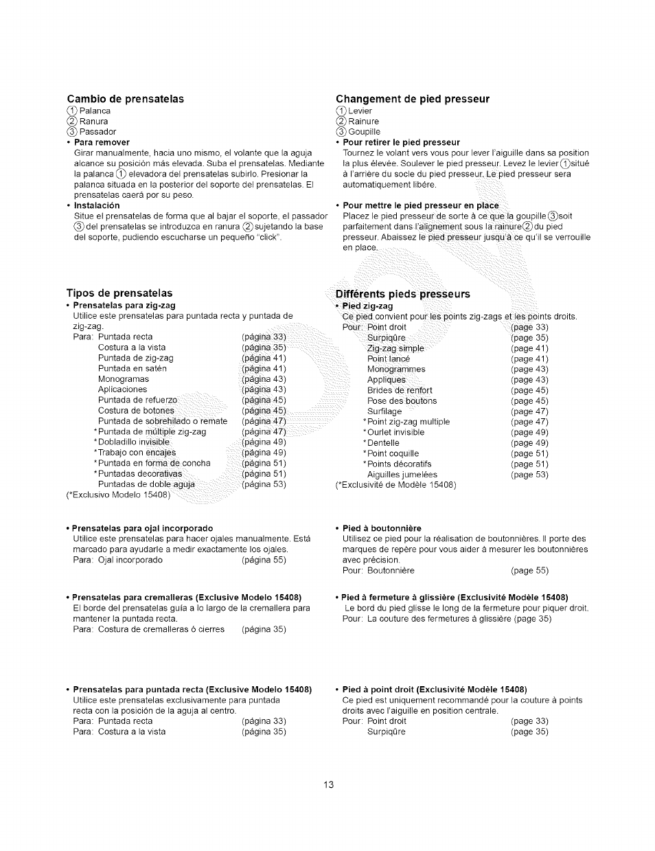 Changement de pied presseur, Différents pieds presseurs | Kenmore 385.15408 User Manual | Page 25 / 65