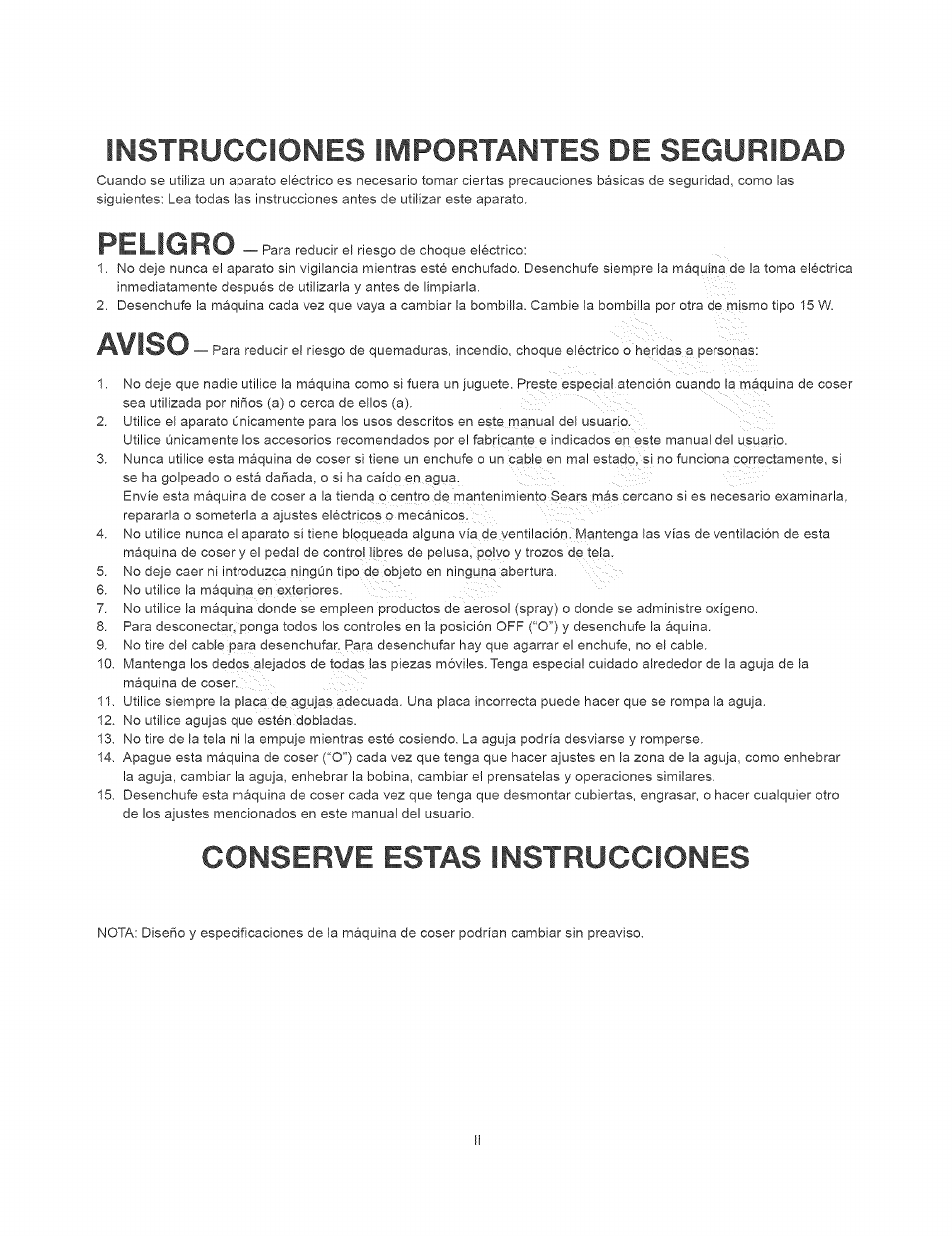 Instrucciones importantes de seguridad, Conserve estas instrucciones, Peligro | Aviso | Kenmore 385.15408 User Manual | Page 3 / 65