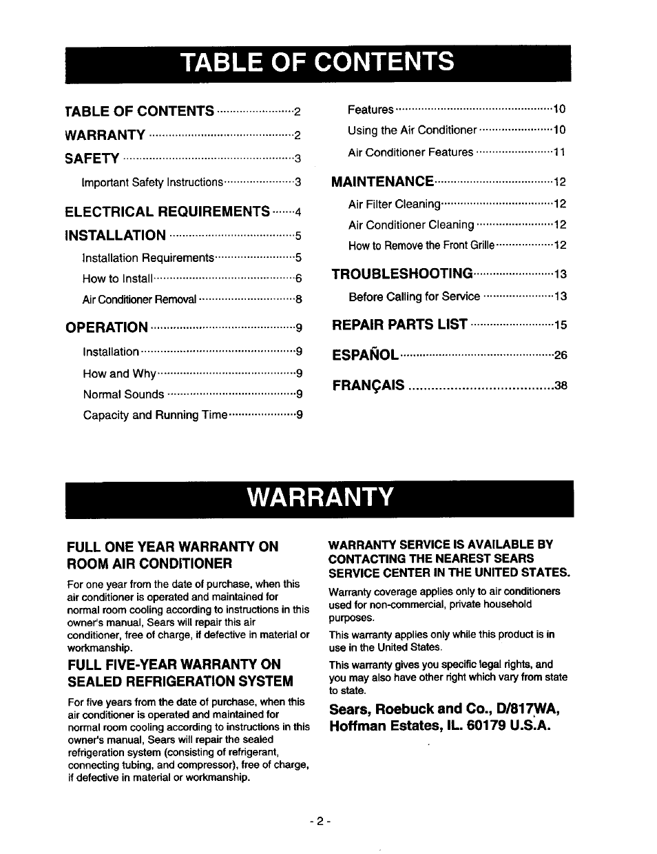 Kenmore 78122 User Manual | Page 2 / 52