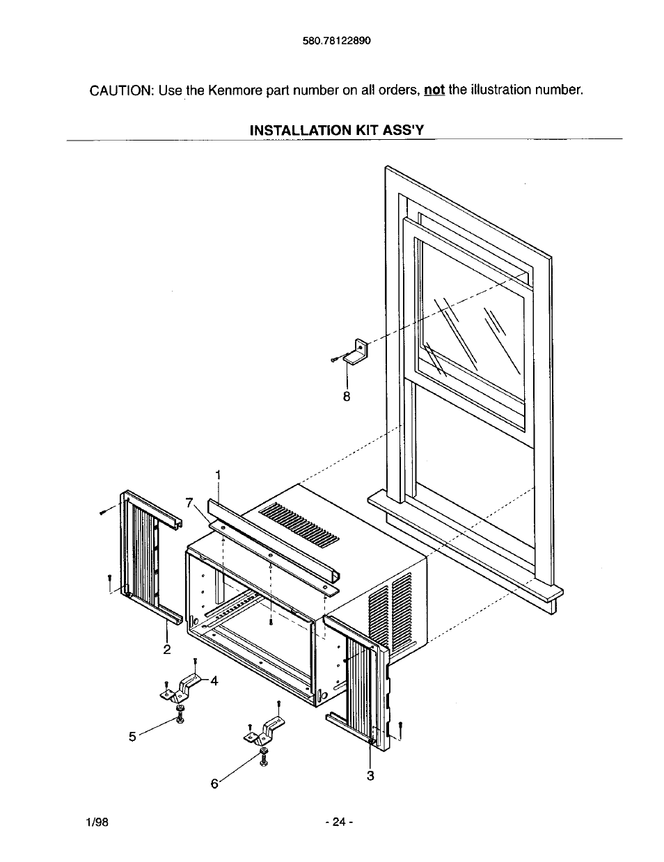 Installation kit ass'y | Kenmore 78122 User Manual | Page 24 / 52