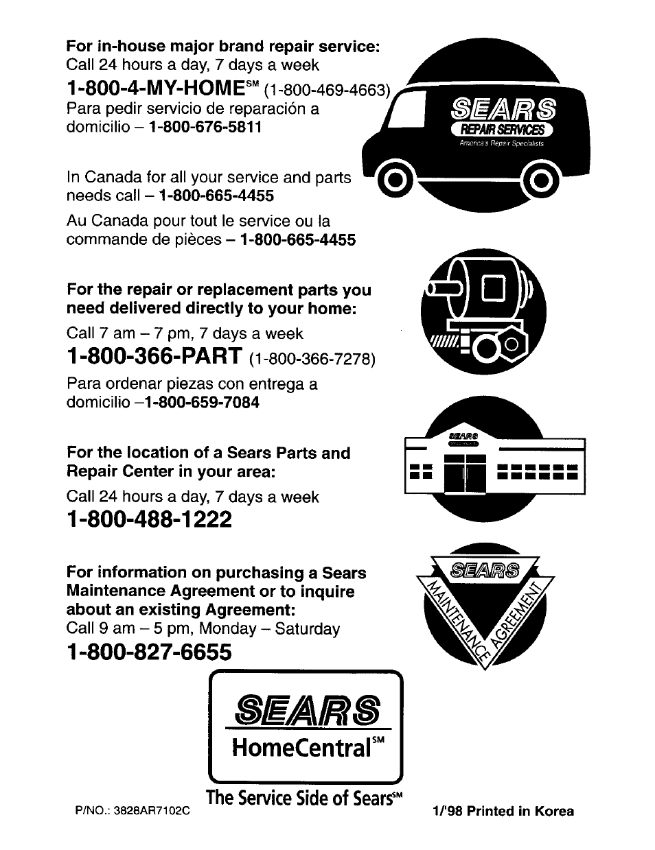 For in-house major brand repair service, 800-4-my-home | Kenmore 78122 User Manual | Page 52 / 52