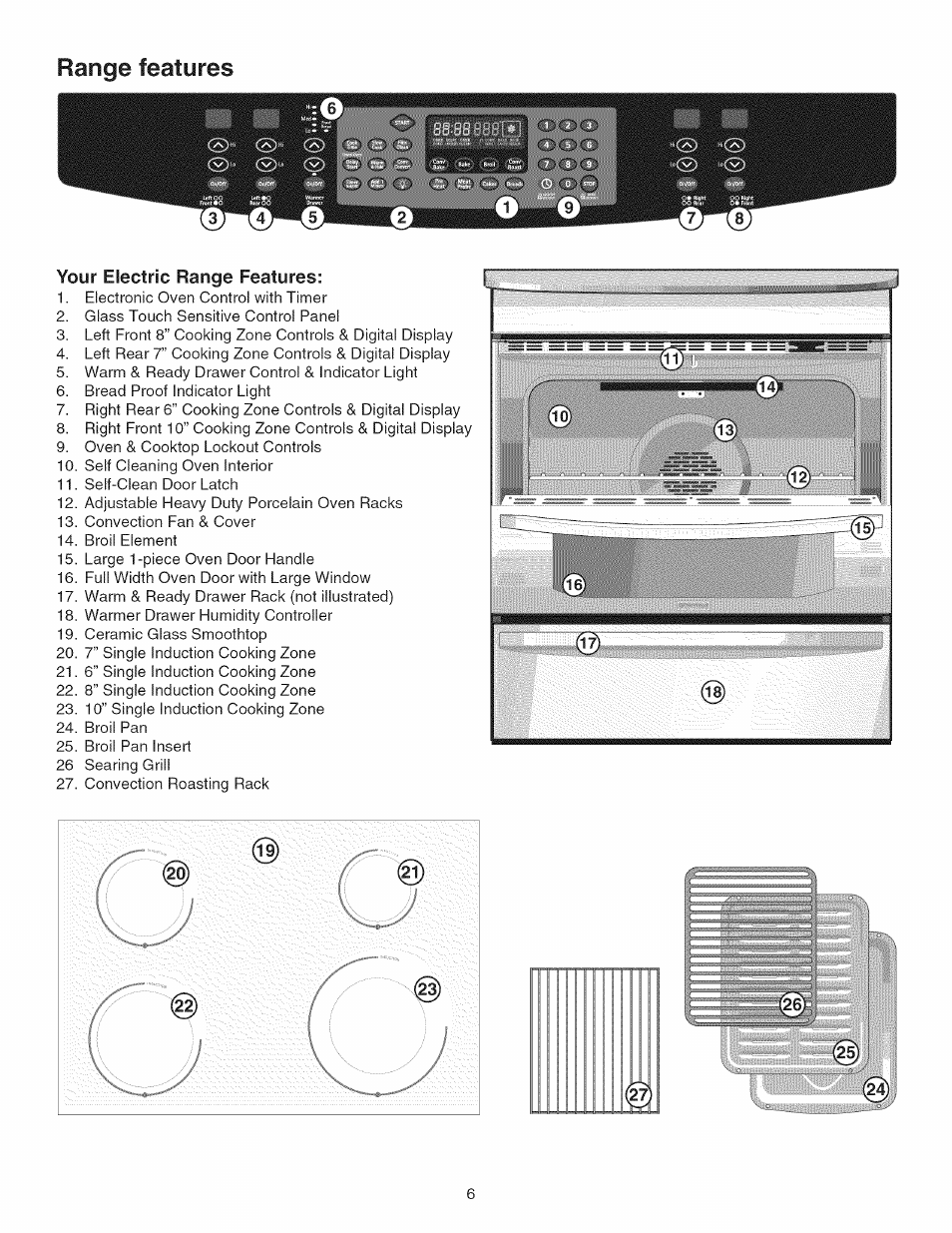 Your electric range features, Range features | Kenmore 790.45 User Manual | Page 6 / 48