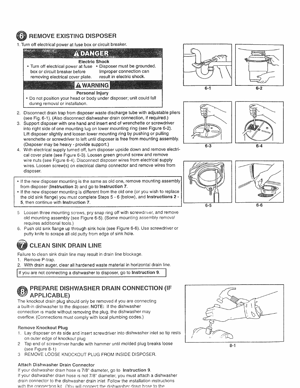 Remove existing disposer, Electric shock, Personal injury | Kenmore 72785 User Manual | Page 3 / 8