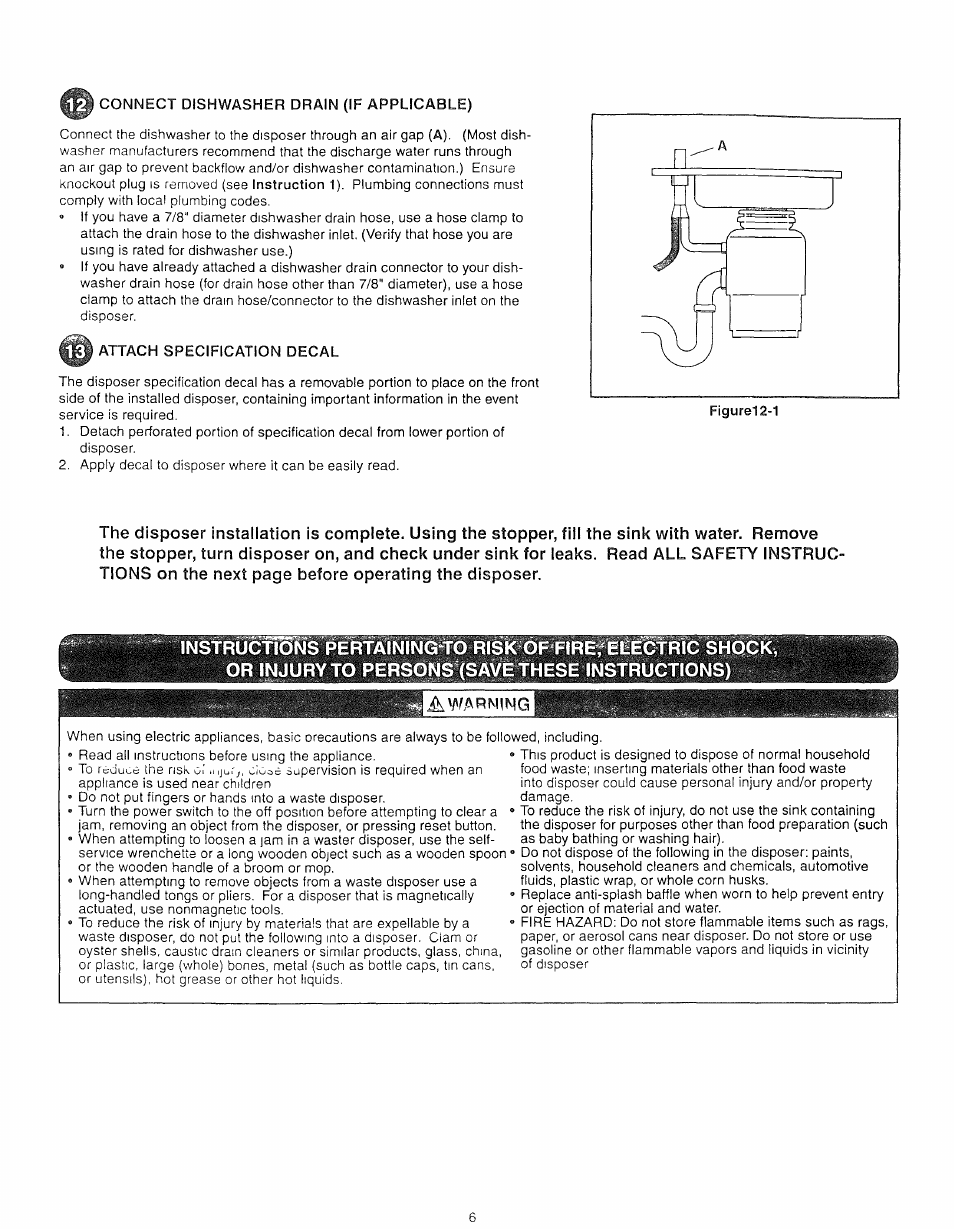 A warning | Kenmore 72785 User Manual | Page 6 / 8