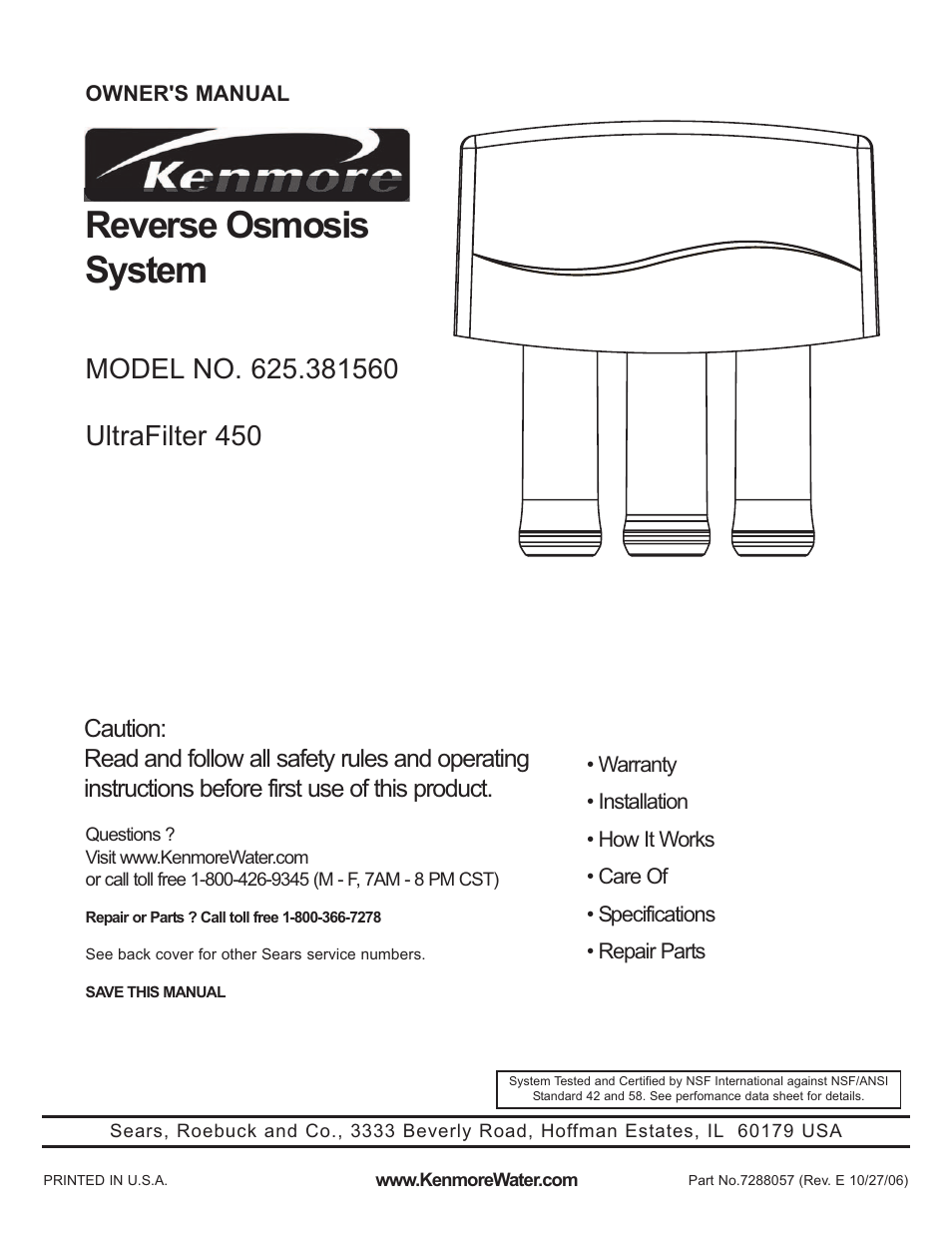 Kenmore 625.381560 User Manual | 28 pages