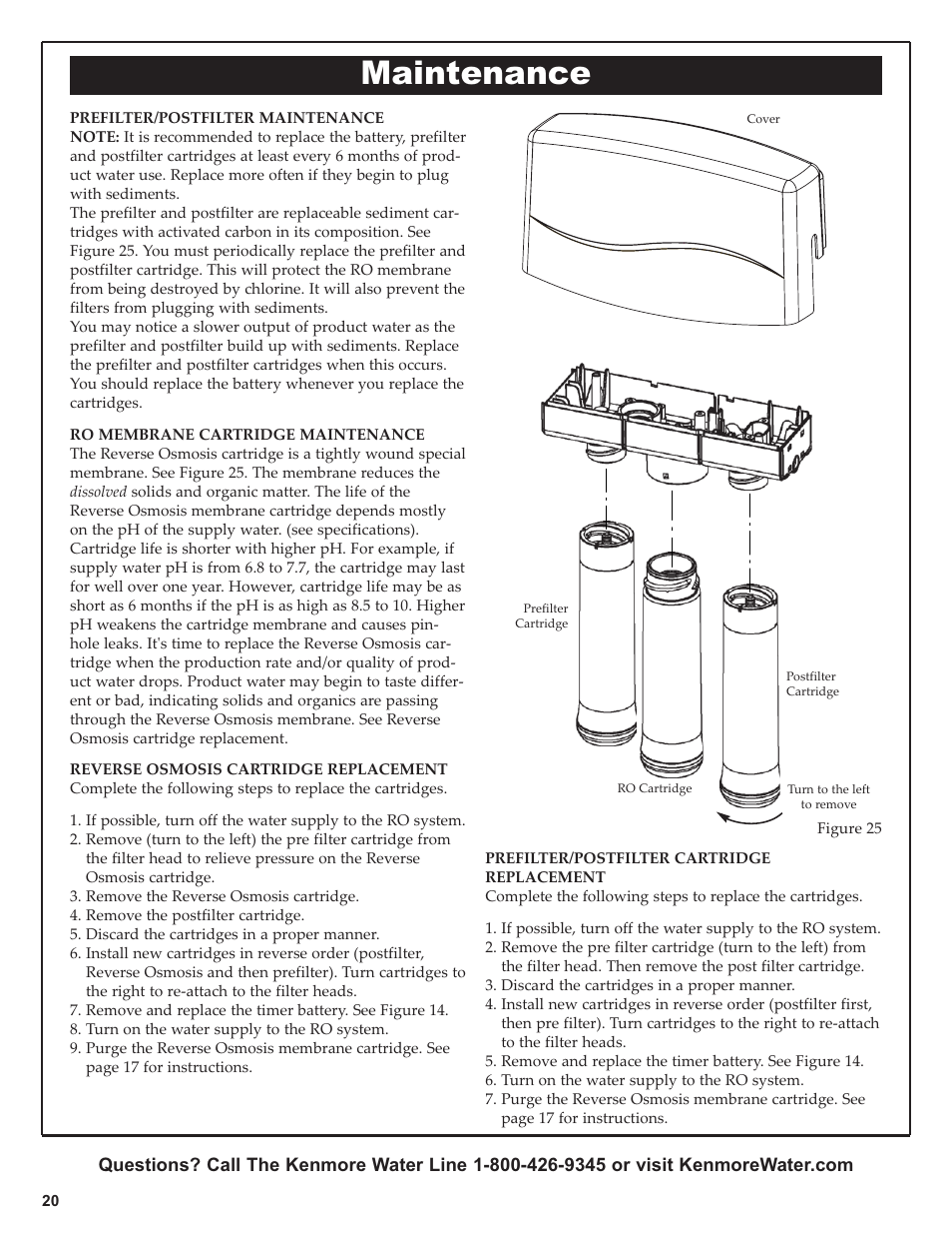 Maintenance | Kenmore 625.381560 User Manual | Page 20 / 28