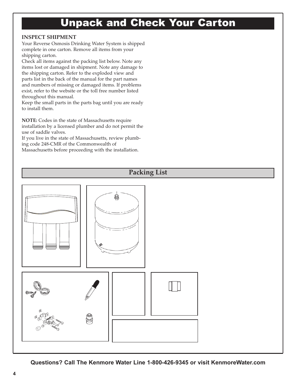 Unpack and check your carton | Kenmore 625.381560 User Manual | Page 4 / 28