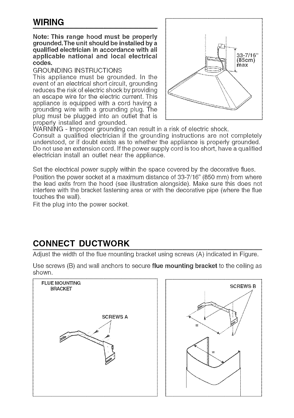 Wiring, Connect ductwork | Kenmore 233.503632 User Manual | Page 4 / 20