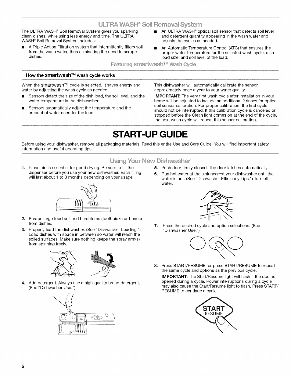 Start-up guide, Smartwash | Kenmore ULTRA WASH 665.77925 User Manual | Page 6 / 56