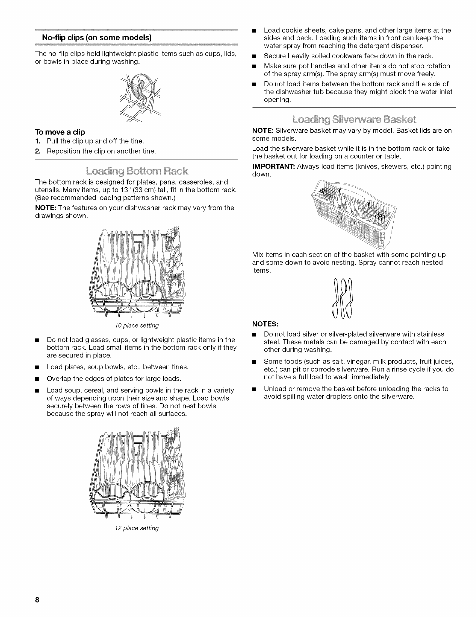 No-flip clips (on some models), To move a clip | Kenmore ULTRA WASH 665.77925 User Manual | Page 8 / 56