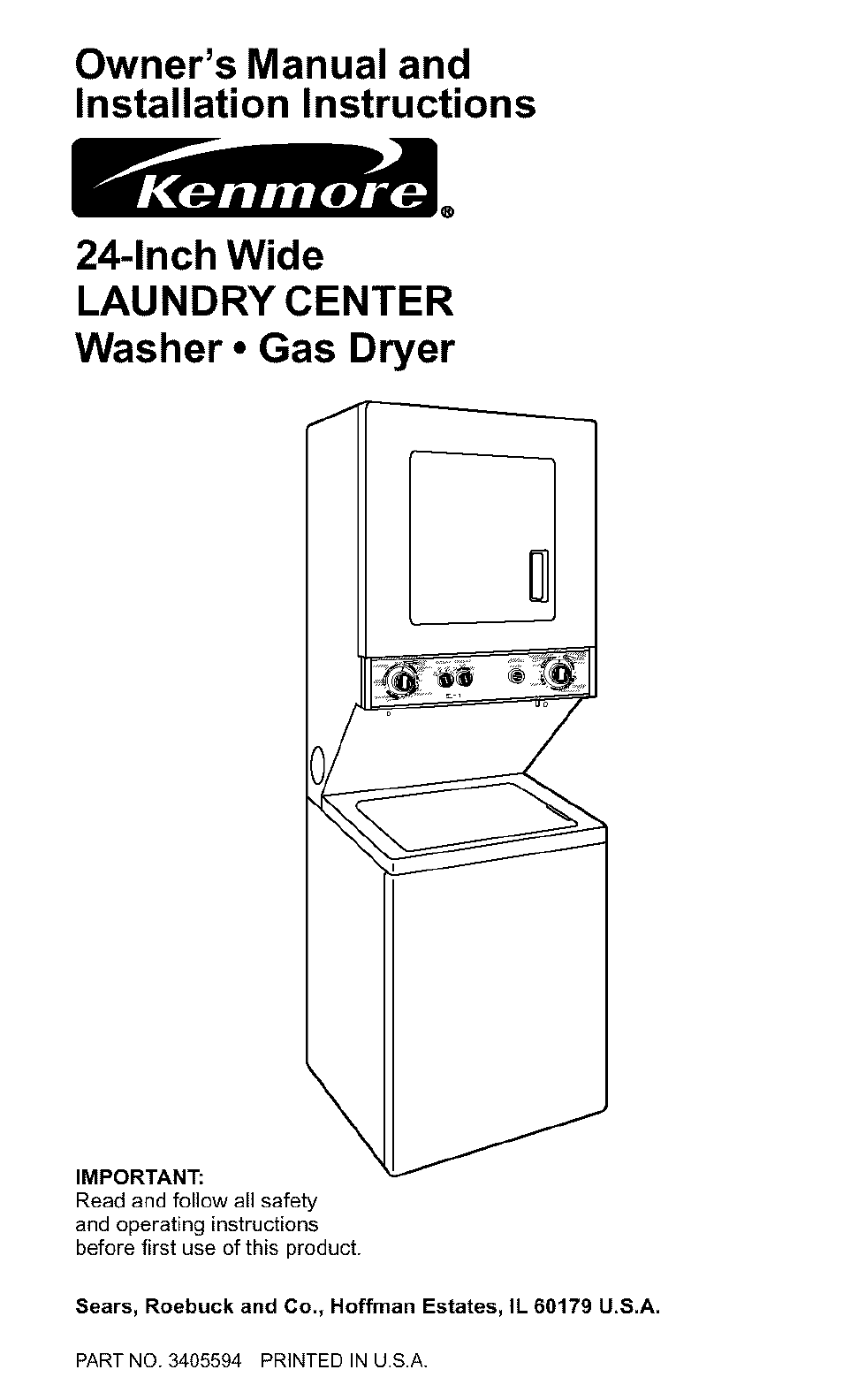 Kenmore 3405594 User Manual | 61 pages