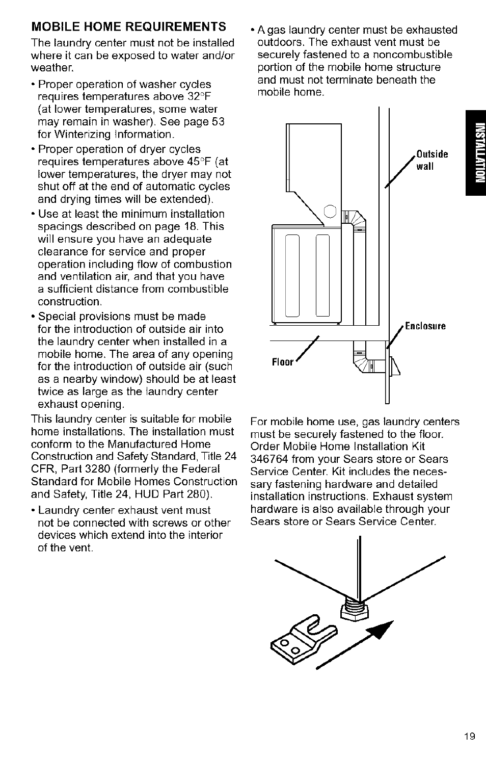 Mobile home requirements | Kenmore 3405594 User Manual | Page 19 / 61