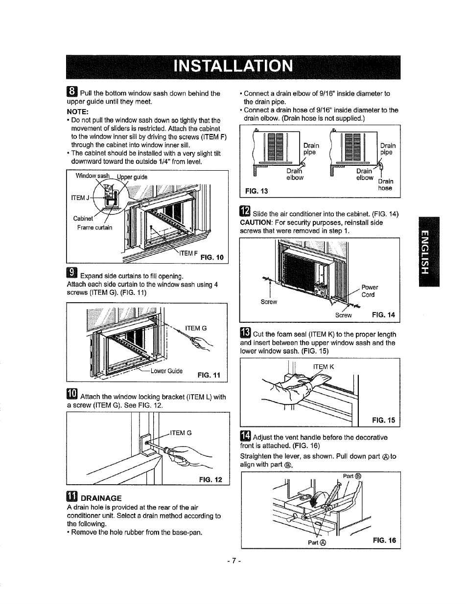 Installation, Ffl drainage | Kenmore 580.72184 User Manual | Page 7 / 23