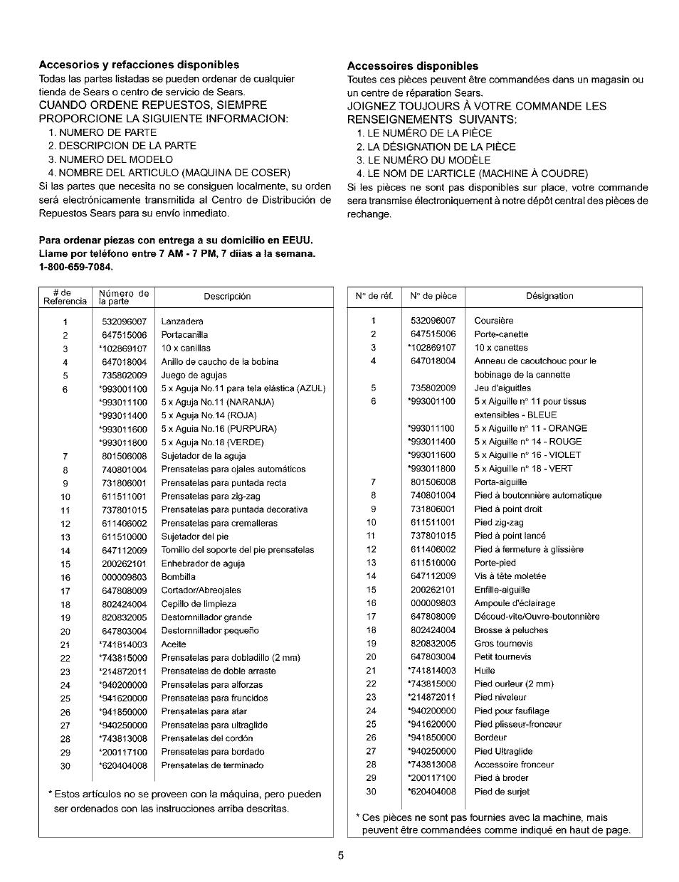 Accesorios y refacciones disponibies, Accessoires disponibies, Accesorios y refacciones disponibles | Accessoires disponibles | Kenmore 385.16120200 User Manual | Page 13 / 85