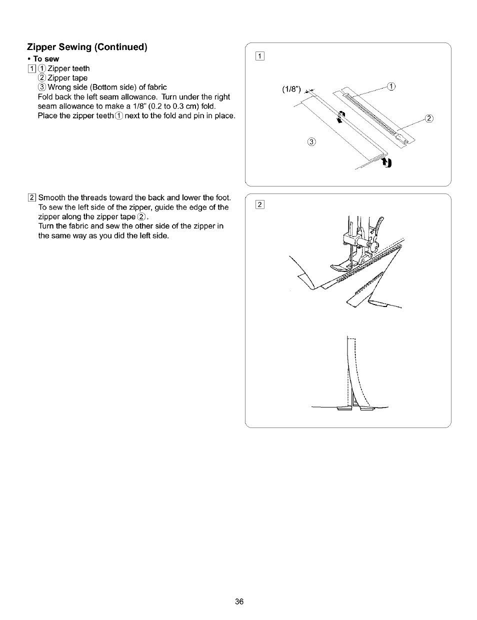 Zipper sewing (continued) | Kenmore 385.16120200 User Manual | Page 44 / 85