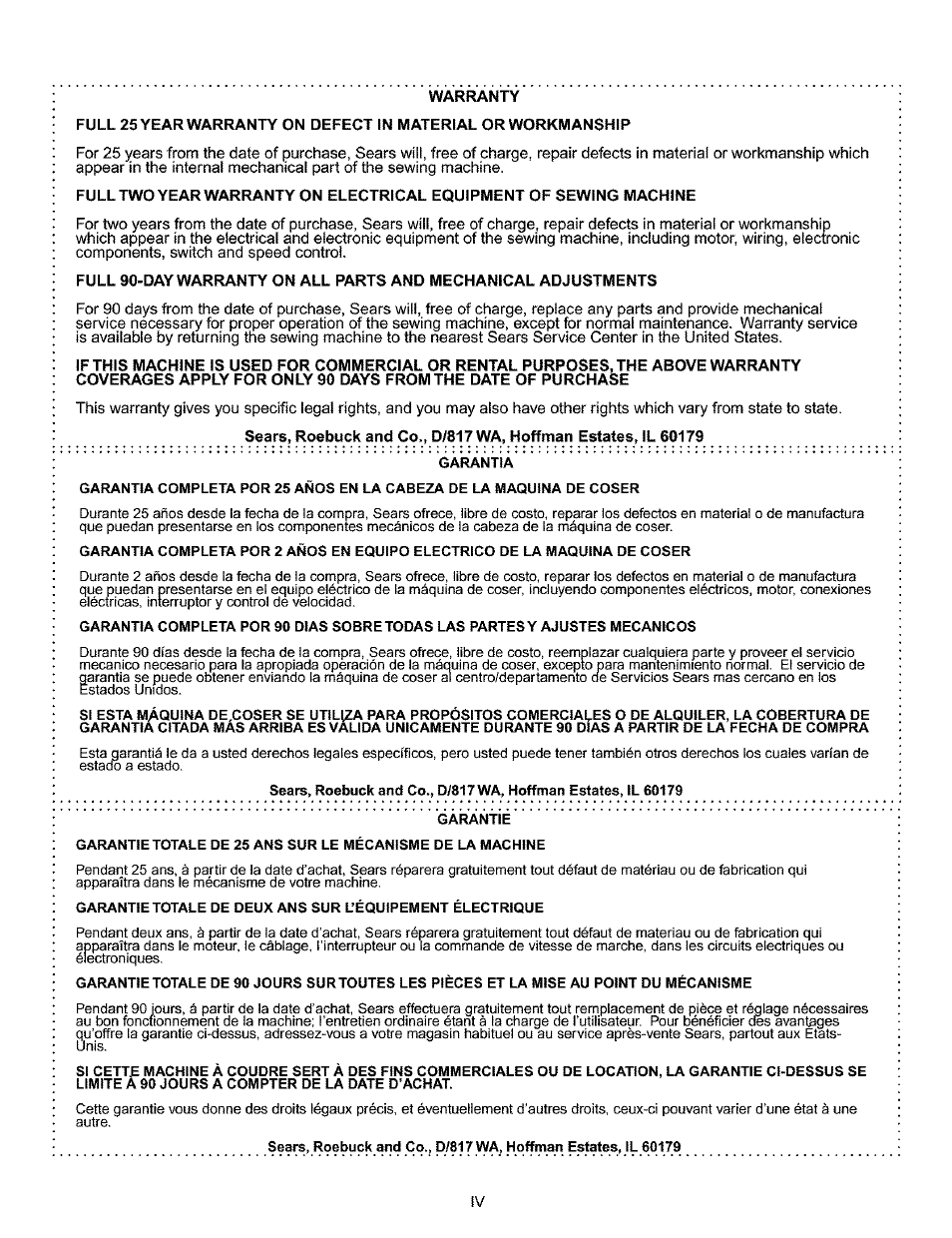 Warranty | Kenmore 385.16120200 User Manual | Page 5 / 85