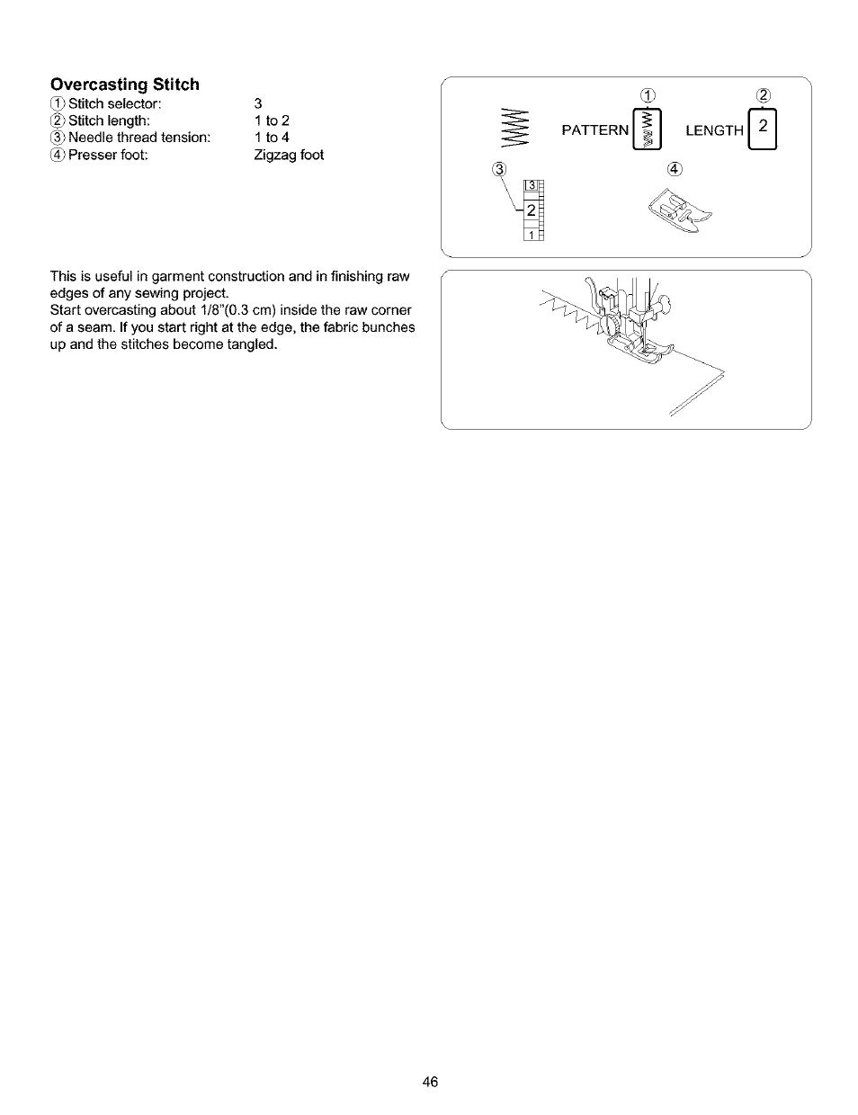 Overcasting stitch | Kenmore 385.16120200 User Manual | Page 54 / 85