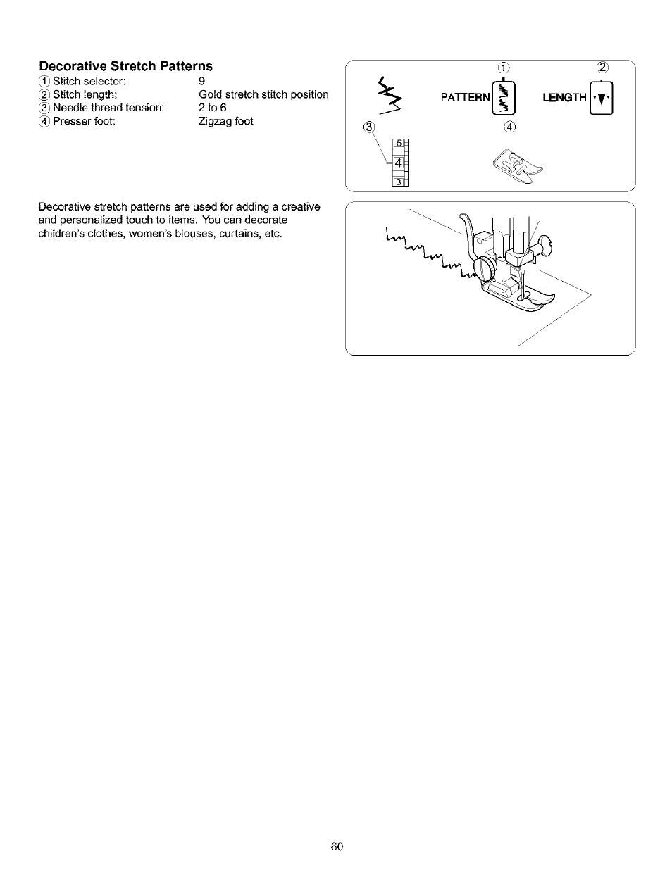 Decorative stretch patterns | Kenmore 385.16120200 User Manual | Page 68 / 85