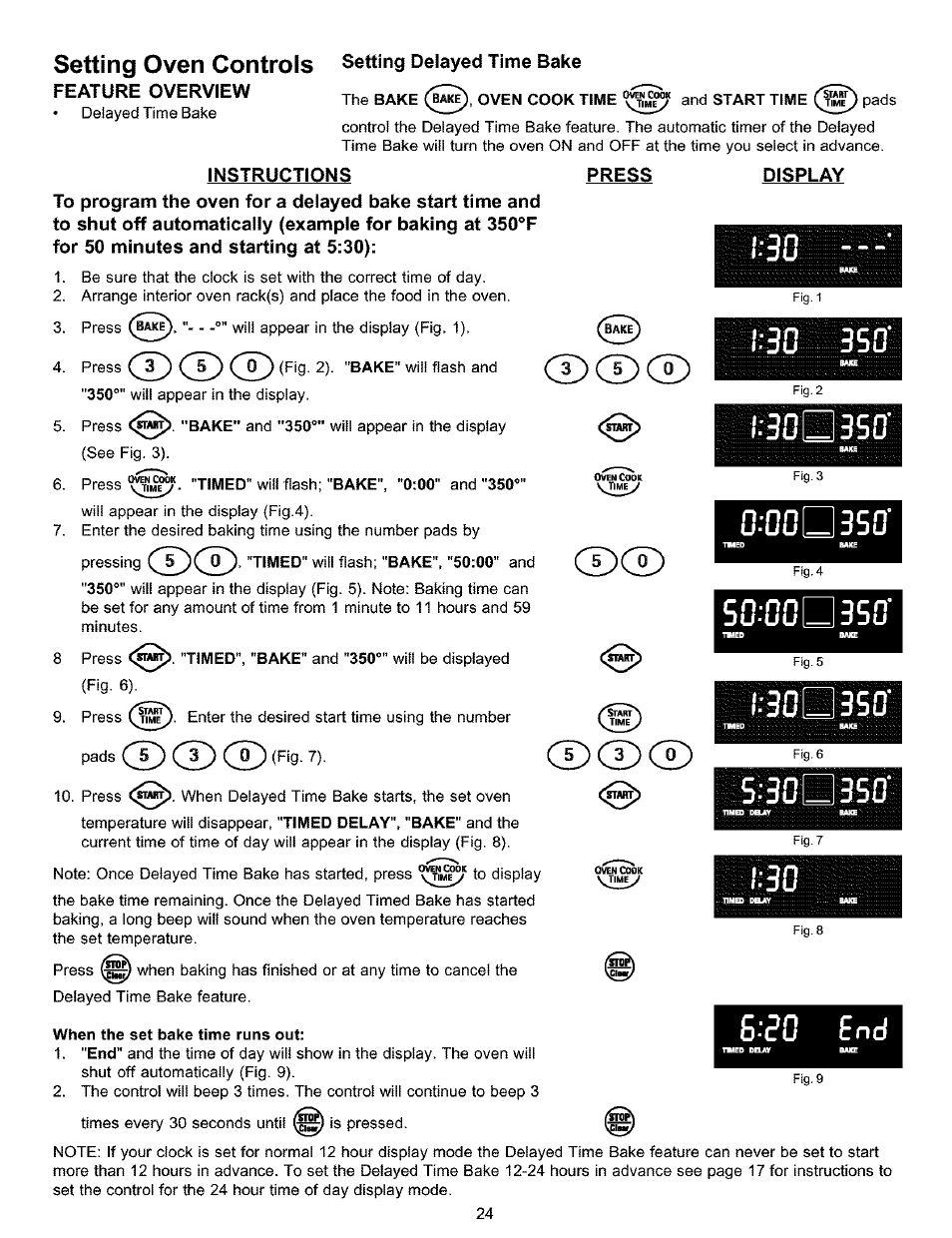 Instructions, Setting oven controls, L:30d 3so | 30d 3so | Kenmore 790.9911. User Manual | Page 24 / 40