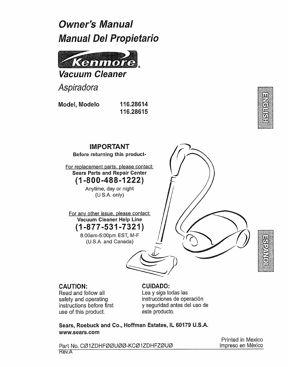 Kenmore 116.28615 User Manual | 44 pages