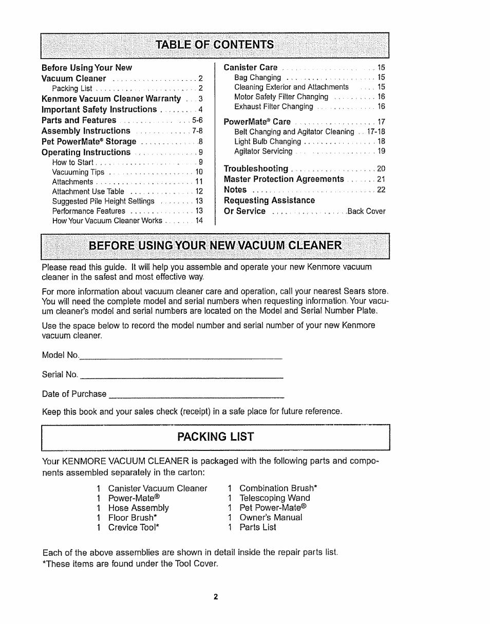 Kenmore 116.28615 User Manual | Page 2 / 44