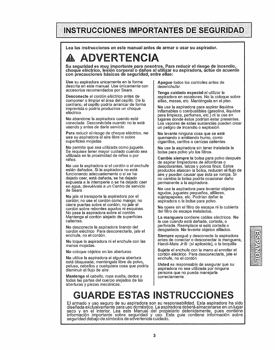 A advertencia, Guarde estas instrucciones, Advertencia | Kenmore 116.28615 User Manual | Page 25 / 44