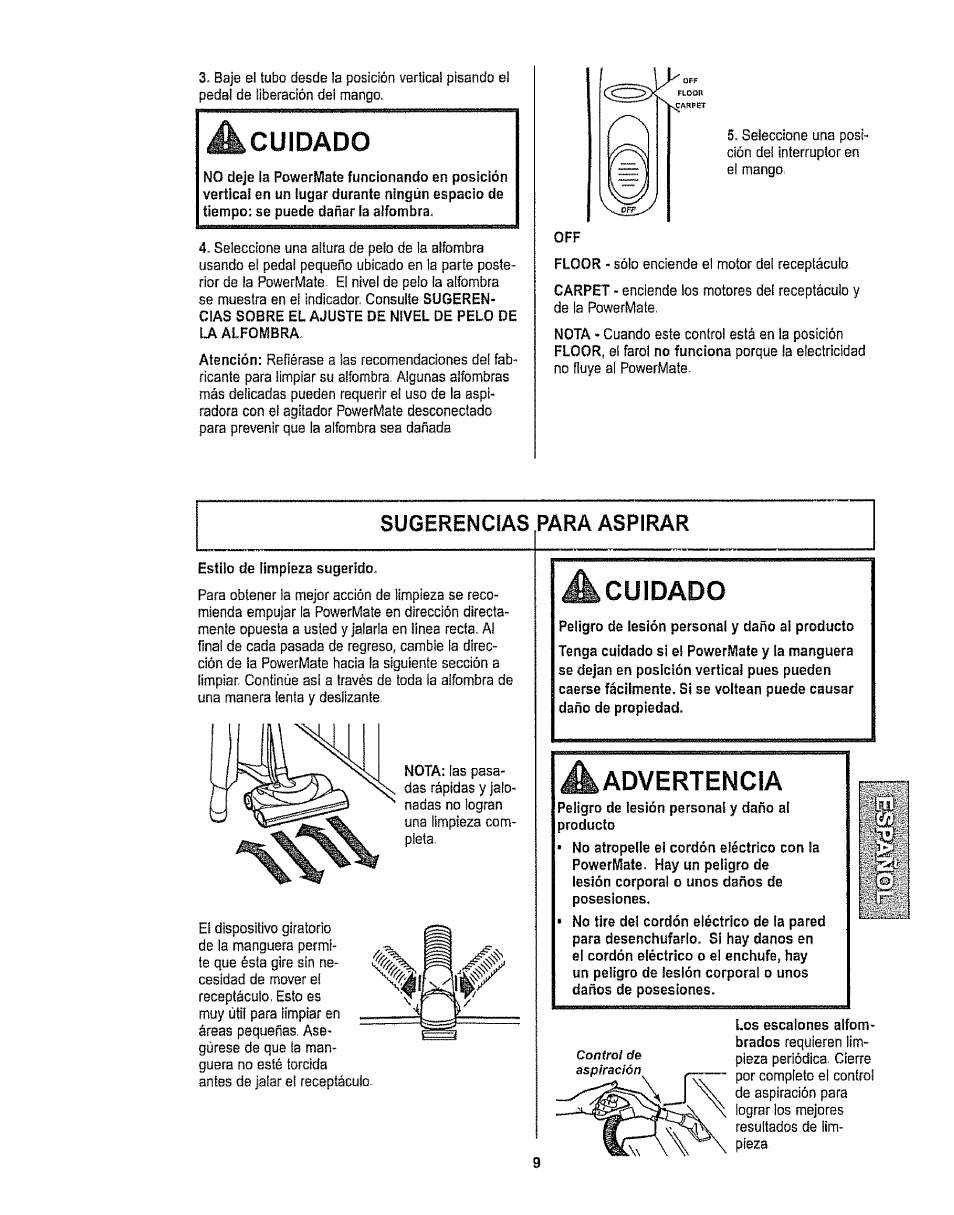 A cuidado, Cuidado | Kenmore 116.28615 User Manual | Page 31 / 44