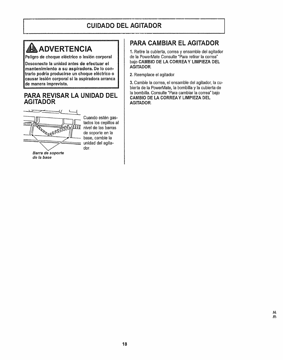 Para revisar la unidad del agitador, Para cambiar el agitador, A advertencia | Kenmore 116.28615 User Manual | Page 40 / 44