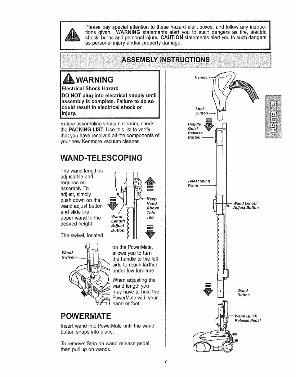 Wand-telescoping, Powermate | Kenmore 116.28615 User Manual | Page 7 / 44