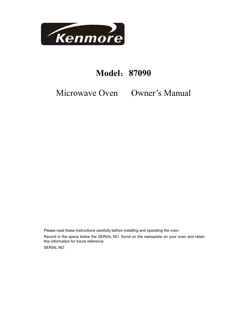 Kenmore 87090 User Manual | 14 pages