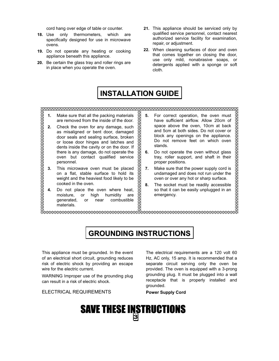 Save these instructions | Kenmore 87090 User Manual | Page 4 / 14