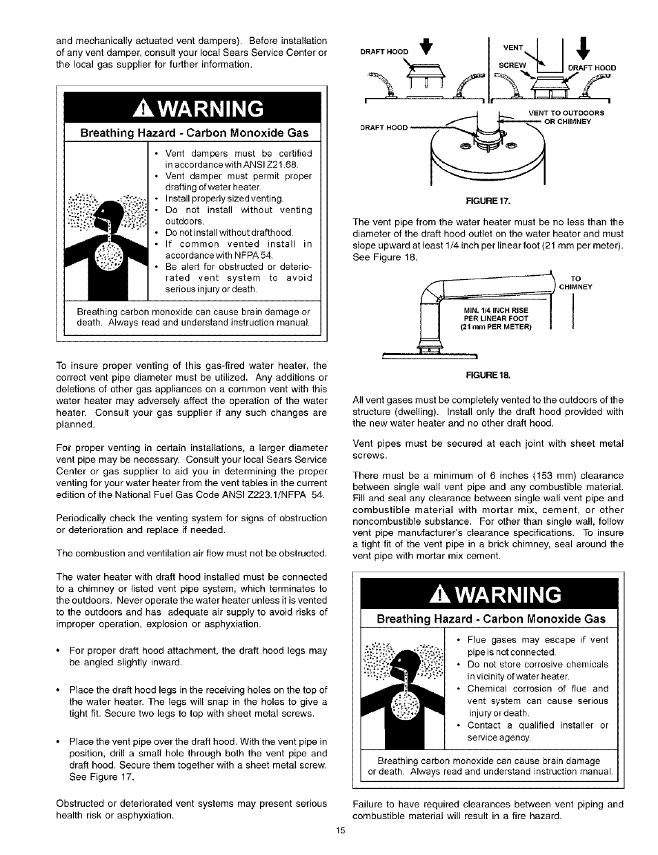 Awarning | Kenmore Power Miser 12 153.331413 HA User Manual | Page 15 / 28