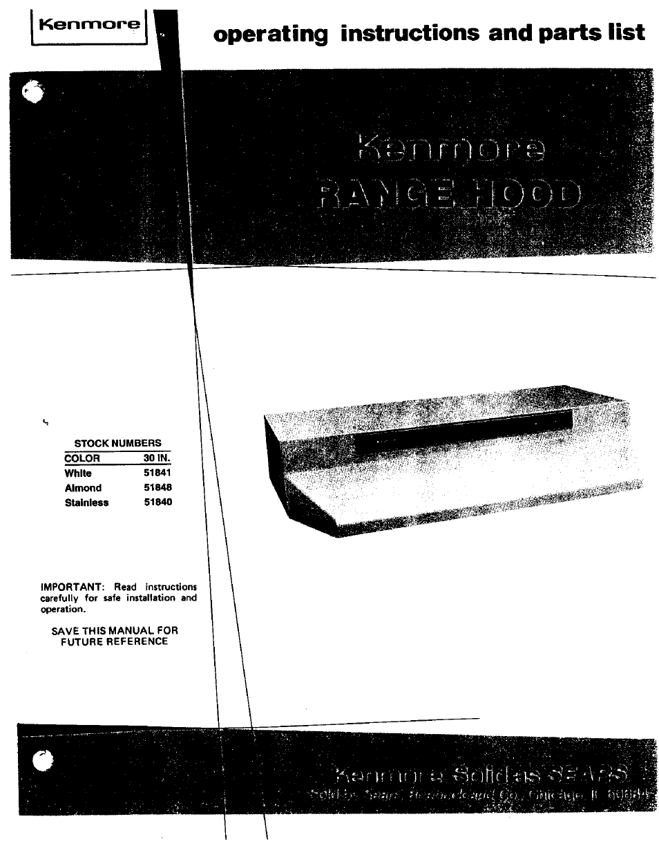 Kenmore 51840 User Manual | 3 pages