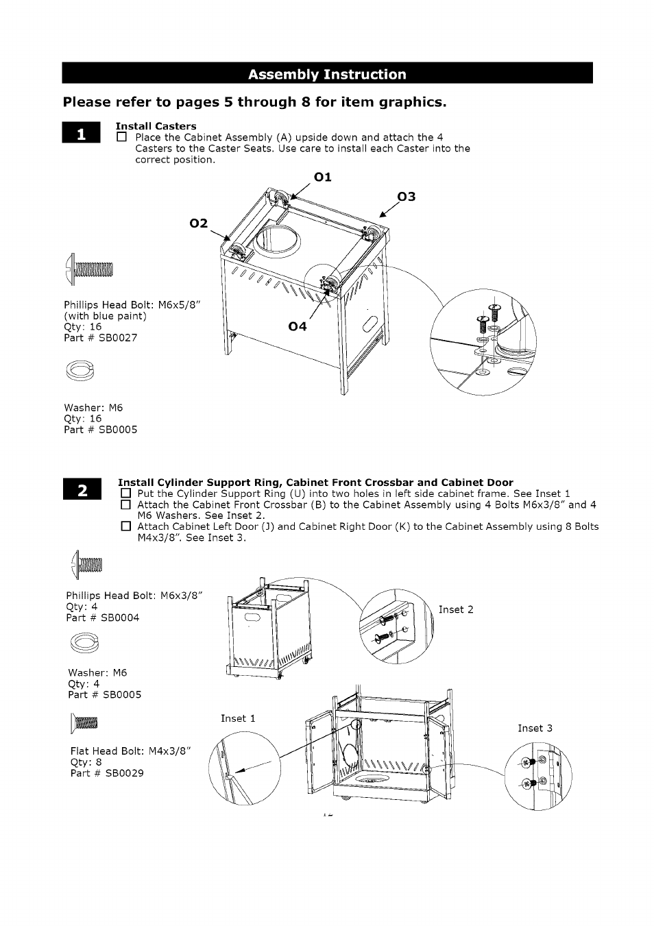 Assembly instruction, Install casters | Kenmore LIQUID PROPANE GAS (LPG) GRILL 119.1623 User Manual | Page 12 / 33