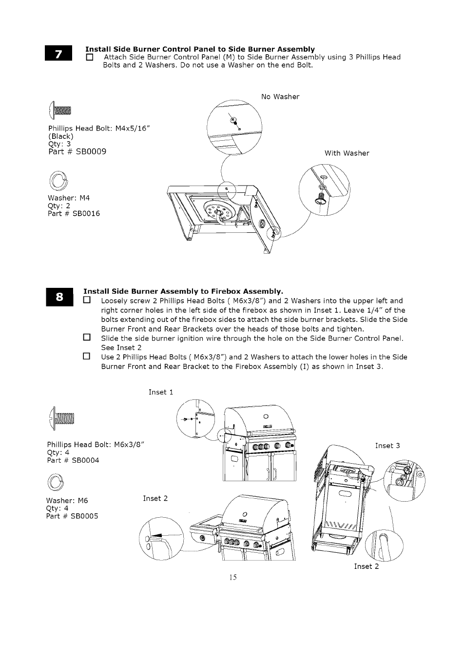 Install side burner assembly to firebox assembly | Kenmore LIQUID PROPANE GAS (LPG) GRILL 119.1623 User Manual | Page 15 / 33