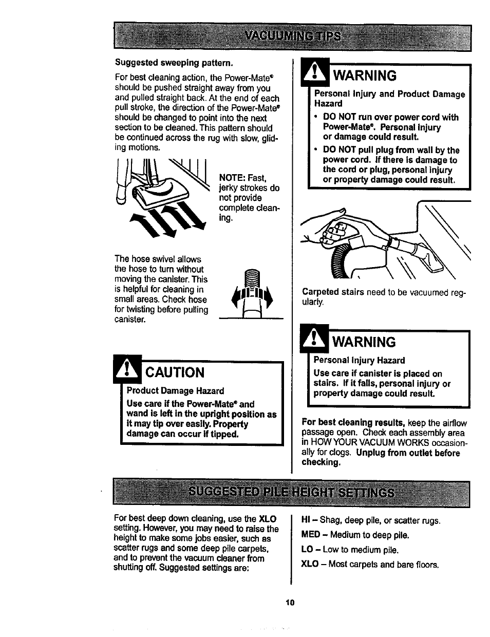 Caution, Warning | Kenmore 116.22822 User Manual | Page 10 / 40