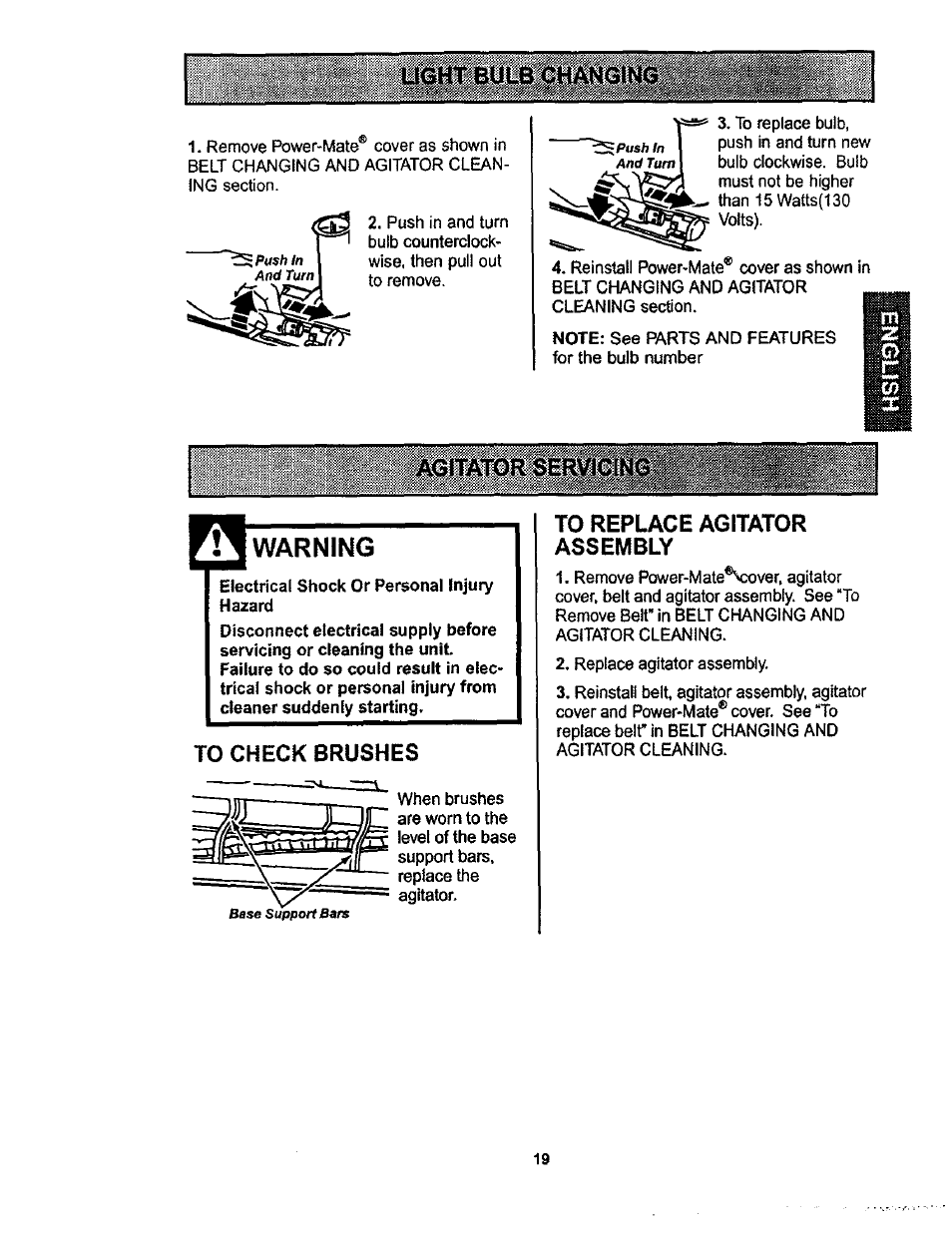 Warning | Kenmore 116.22822 User Manual | Page 19 / 40