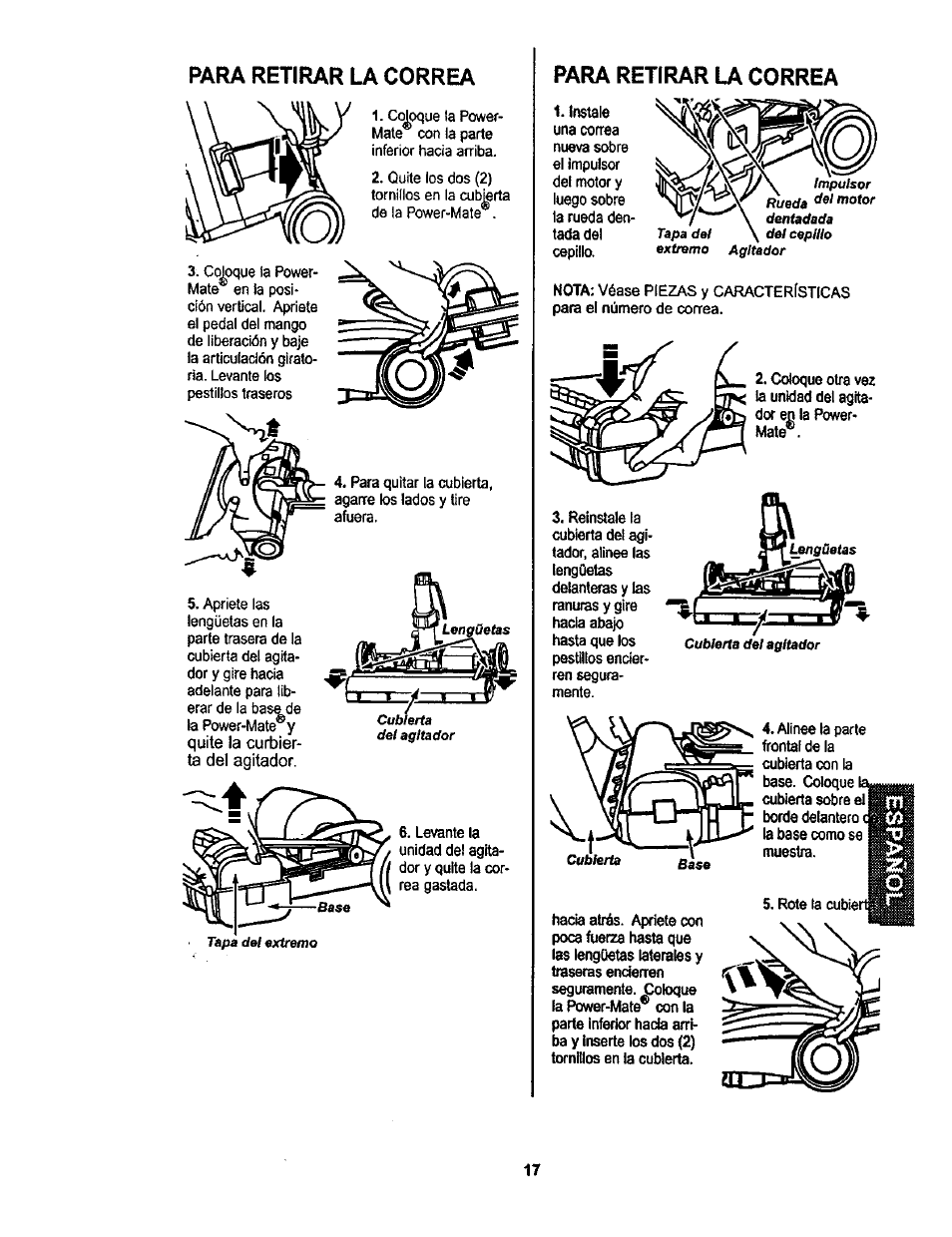 Para retirar la correa | Kenmore 116.22822 User Manual | Page 37 / 40