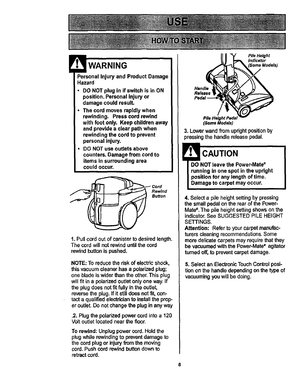 Warning, Caution | Kenmore 116.22822 User Manual | Page 8 / 40