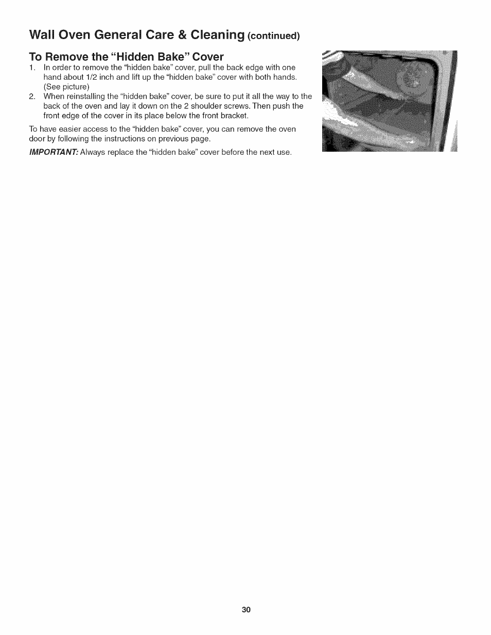 Wail oven generai care & cleaning | Kenmore 790.4885 User Manual | Page 30 / 34