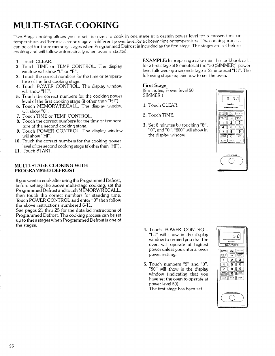 Multi-stage cooking, B multi-stage cooking —27, M) 26 | Kenmore 88329 User Manual | Page 26 / 35