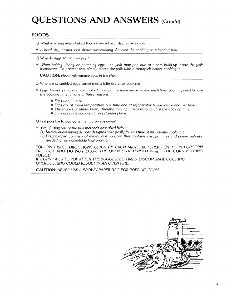 Foods, Questions and answers, Cont’d) | Kenmore 88329 User Manual | Page 31 / 35