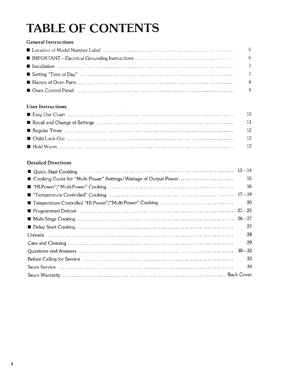 Kenmore 88329 User Manual | Page 4 / 35