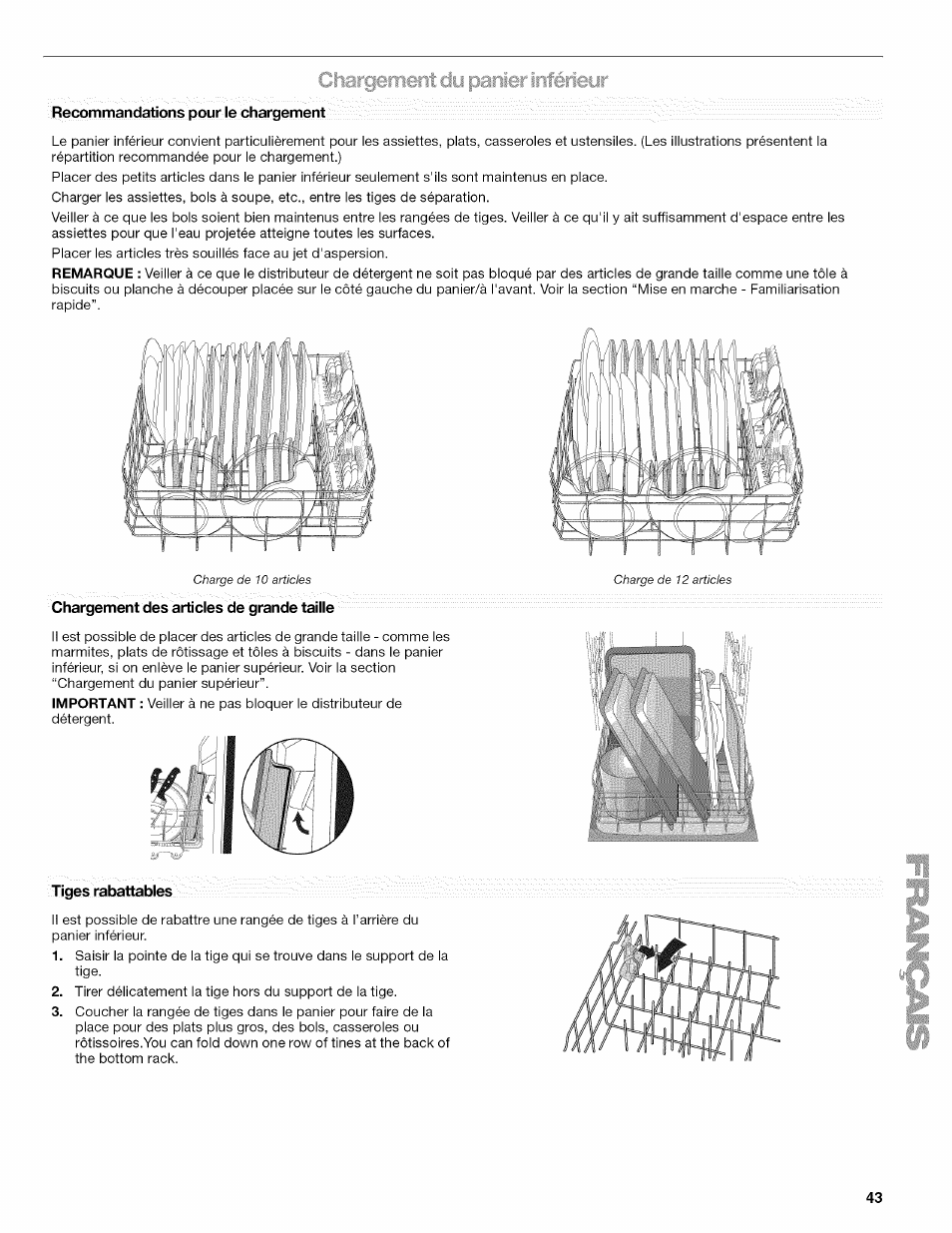 Tiges rabattables | Kenmore 665.1389 User Manual | Page 43 / 52