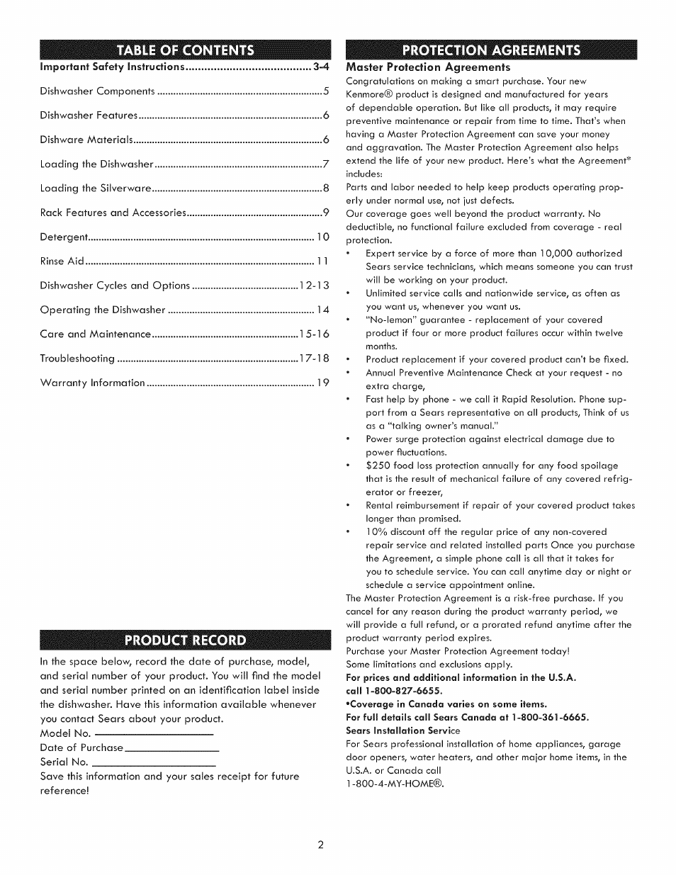 Kenmore 630.7793 User Manual | Page 2 / 19